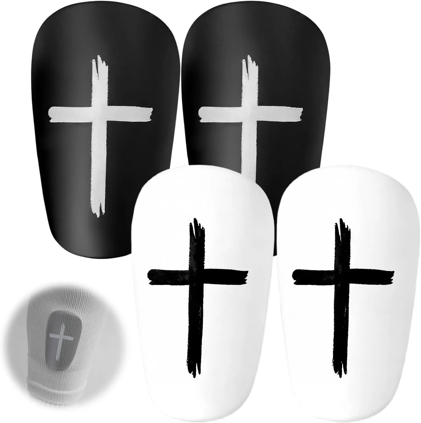2 Pairs Mini Shin Guards Soccer, Small Shin Pads with Cross Design, Lightweight Low Profile Football Leg Protection for Kids Youth and Adults, Streamlined Fit for Training