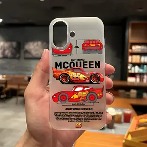 Cute Cartoon Car Mcqueen Phone Case for iPhone 16 15 14 13 12 11 Pro Max Mini XR XS X 7 8 Plus, Soft Tpu Matte Back Cover
