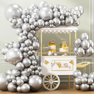 150pcs Silver Balloons Different Sizes 18 12 10 5 Inch, Latex Balloons for Silver Themed Birthday Wedding Baby Shower Party, Grad Anniversary Supplies, Arch Kit Decoration