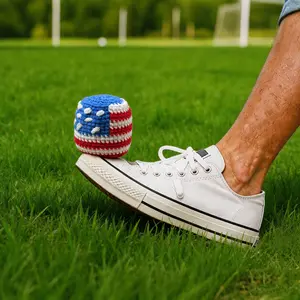 Independence Day USA Flag Dirt Bag Hacky Sack Hand Knitted Cotton Foot Bag Fidget Toy Outdoor Party Game Stress Relief Juggling Ball For Teens Adults Beach Camping TikTok Viral Gift