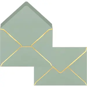 50 Pack Sage Green Envelopes 5x7 for Invitations with  Border, Self Adhesive A7 V-Flap Greeting Cards, Invitation Wedding, Graduation,  Shower, Party