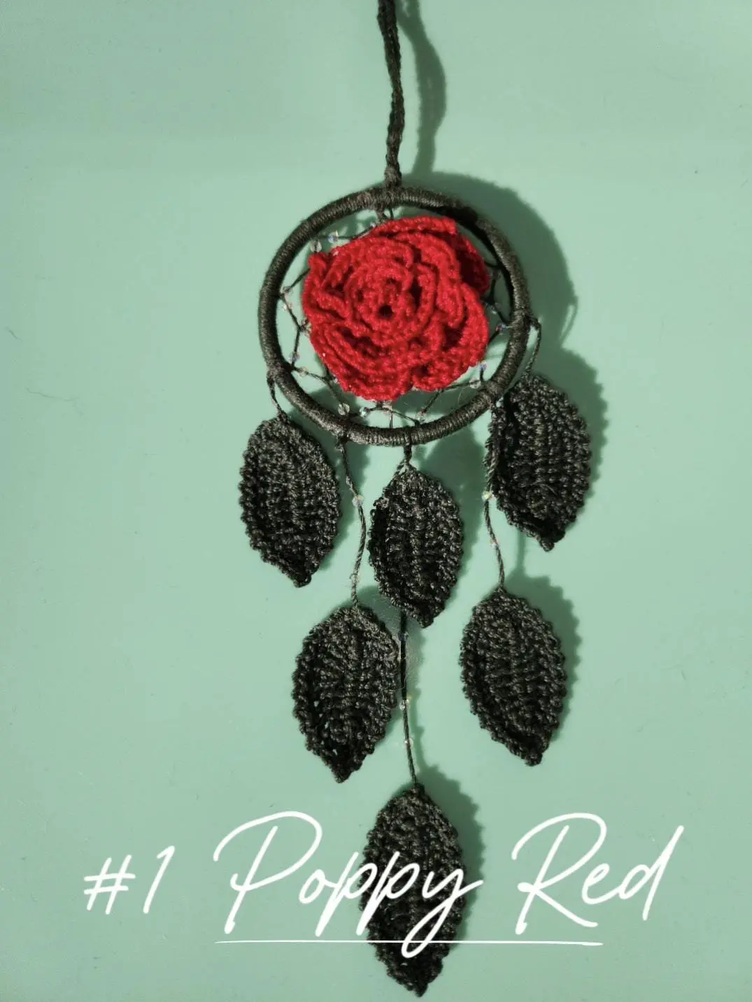 Mini Interchangeable Crochet Rose Dreamcatcher with 18 Vibrant Color Options 2x6 Inches