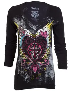 Archaic By Affliction Women's T-Shirt DARLING V-neck