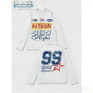 Men's Fashion Print Long Sleeve Shirt Featuring a racing-inspired lettering design 100% cotton fabric Perfect for everyday wear Suitable for all seasons