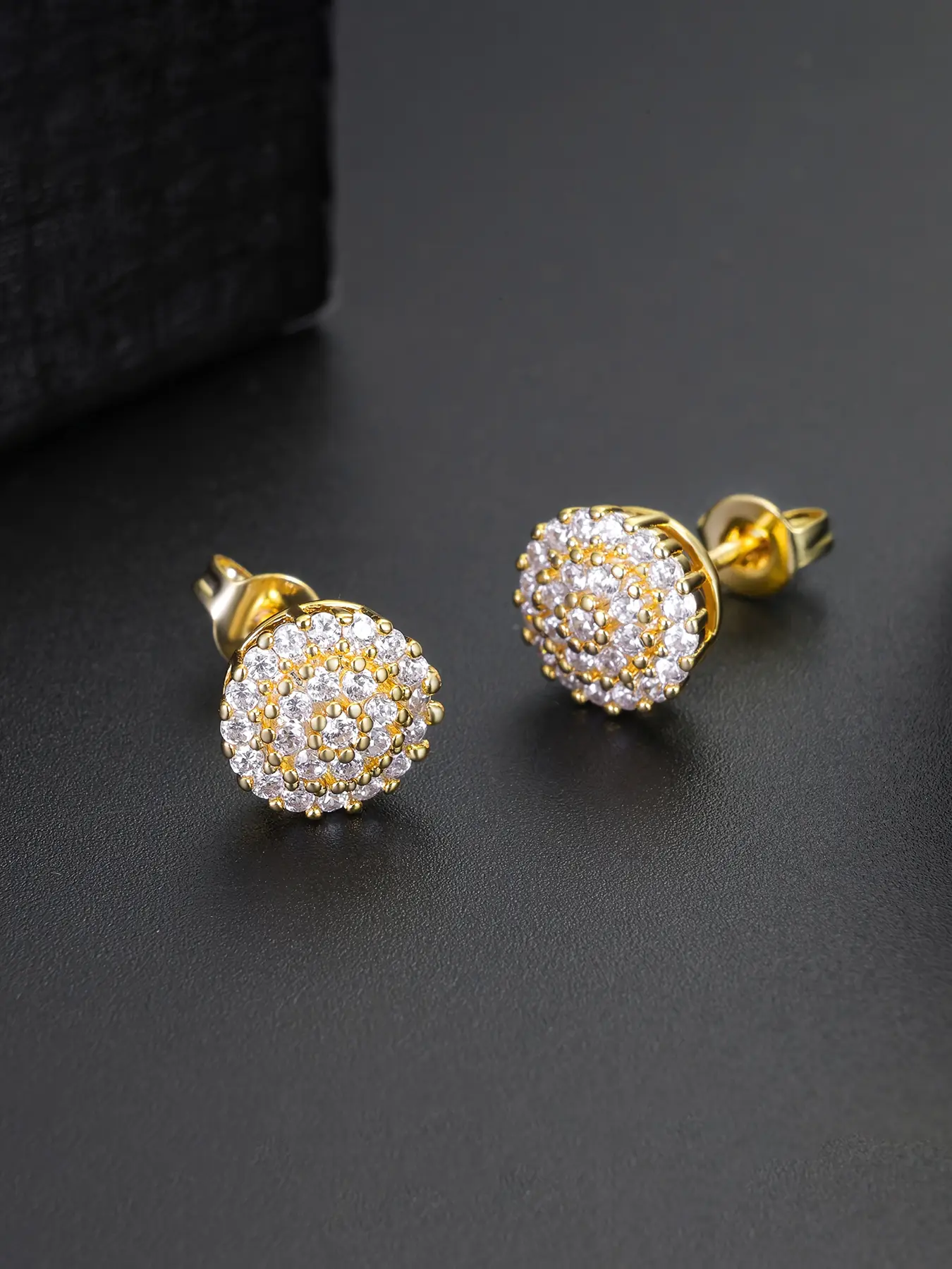 ICED CHICS three-layer round hip-hop stud accessories, versatile trendy jewelry accessories, fashionable accessories, birthday gifts, Valentine's Day gifts, two-color couple styles, set, Zircon Stud Earrings, Studs Earrings