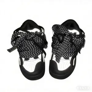 Chunky Oversized Rope-Laced Skate Sneakers, Streetwear Statement Shoes