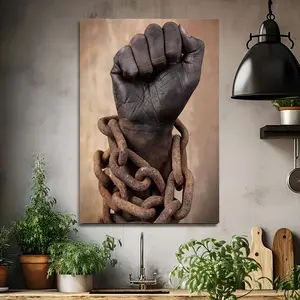 1 Piece 2D Printed Canvas Painting, Empowering African "Punchline Canvas" Art - Framed Wall Decoration, Inspired by Broken Chain Pattern, Wooden Frame Artwork, High Quality, Thickness 2.25cm/ 1inch Wall Art Printed Poster, Direct Hanging Decoration,