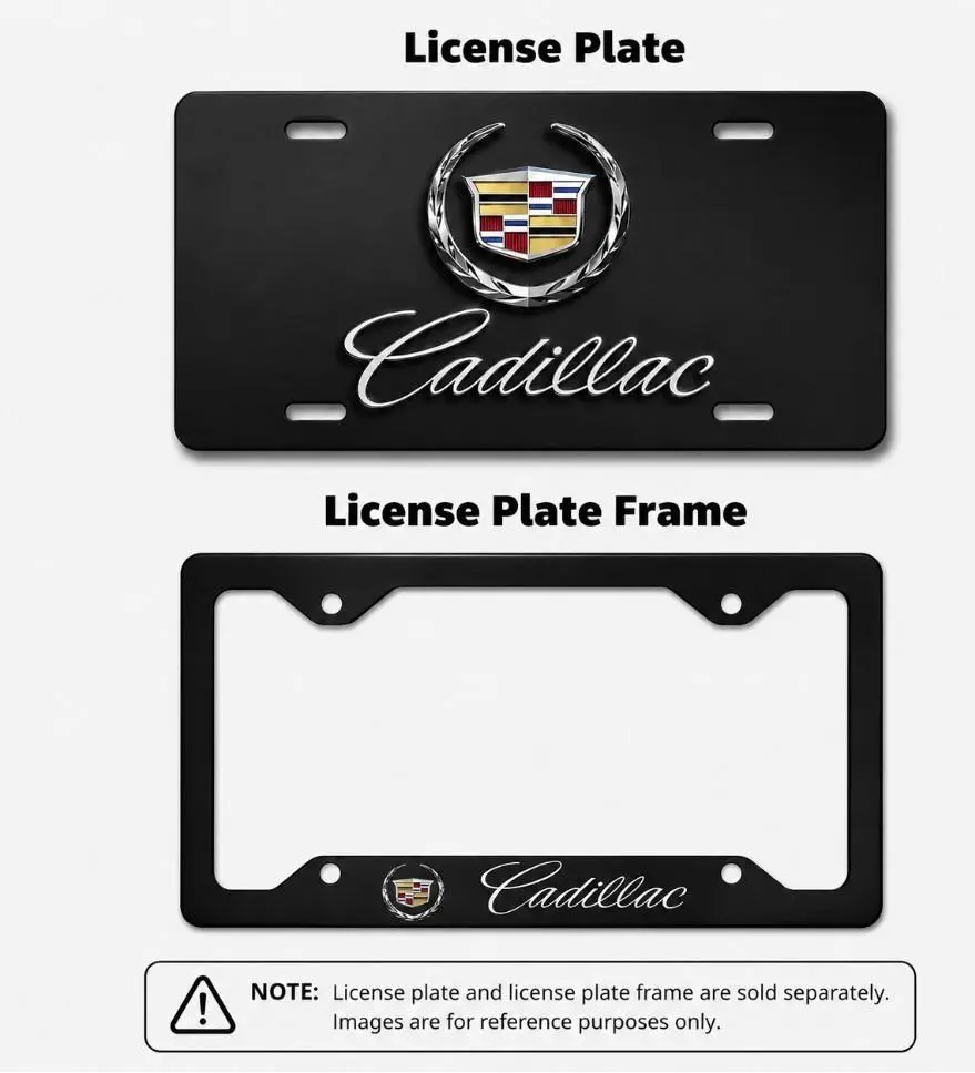 Cadillac License Plate And Plate Frame, Car Decor, Car Accessories