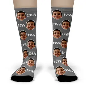 Custom Year Photo Socks – Personalized Face Socks with Birth Year Text