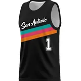 Men's Vintage Embroidered Basketball Jersey, Basketball Wear, Sporty Crew Neck Mesh Tank Top, Casual Sporty Top, Loose Fit for All-Season Training, Throwback Jersey