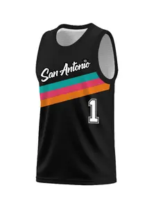 Men's Basketball Jersey Vintage Embroidered Casual Training T-Shirt, Sporty V-Neck Mesh Short Sleeve, All Seasons Loose Fit