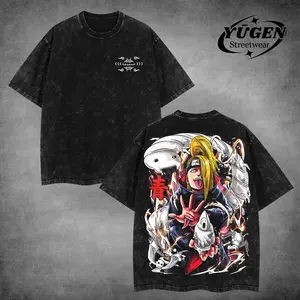 [Yūgen Store] Limited Deidara Akatsuki Naruto Retro Vintage Unisex Oversize Anime Manga Acid Washed Heavyweight Cotton Hoodie & T-Shirt, Anime Merch, Gift For Anime Fan.