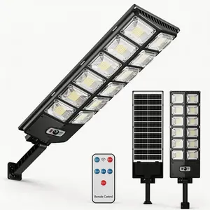 Solar Street Lights Outdoor, Commercial Parking Lot Light, LED High-Power Large 12-Segment Solar Street Light Flood Lights Motion Sensor Led Lamp for Basketball Court, Road, Yard:1-Pack