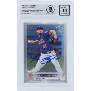 Max Scherzer New York Mets Autographed 2022 Topps Chrome #66 Beckett Fanatics Witnessed Authenticated 10 Card - Fanatics Authentic Certified