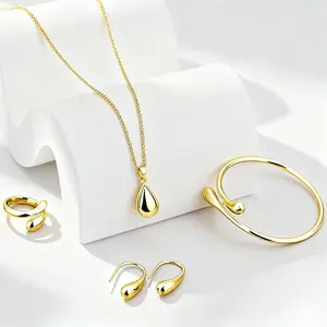 Women's  Summer Elegant Fashion Jewelry Set Include Bangle & Pendant Necklace & Ring & Earrings, Trendy All-match & Exquisite Jewelry for Party, Daily Clothing Decor