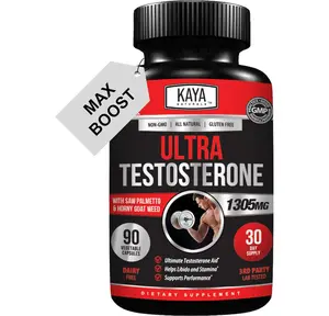 Kaya Naturals Ultra Testosterone - Men's Testosterone Booster with Tongkat Ali, Horny Goat Weed, Tribulus - Natural Workout Supplement for Energy, Stamina, and Strength Booster - 90 Count