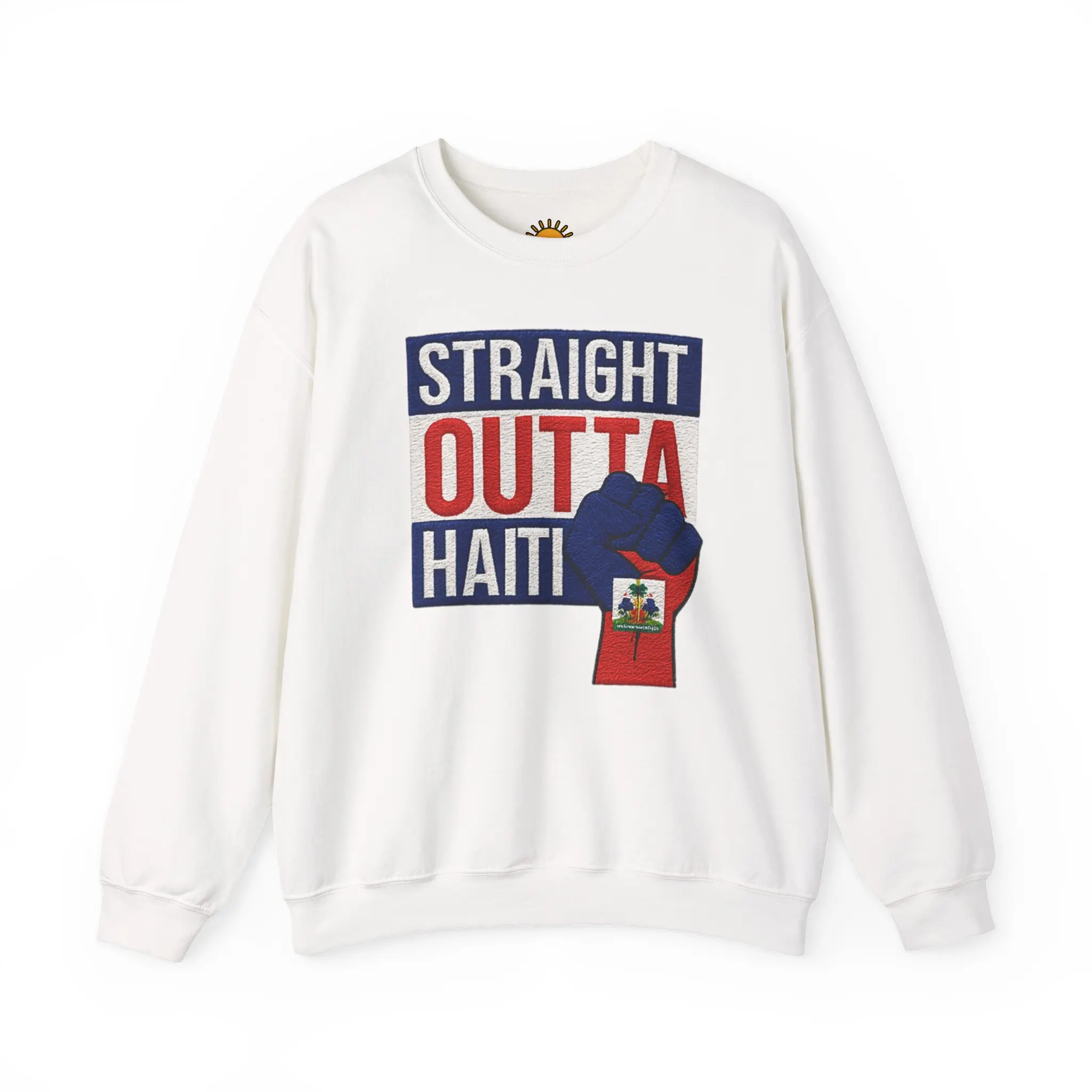 Haitian Pride Sweatshirt - Straight Outta Haiti, Heavy Blend Crewneck Jumper, Unisex Sweater, Caribbean Heritage Gift, Island Vibes Pullover
