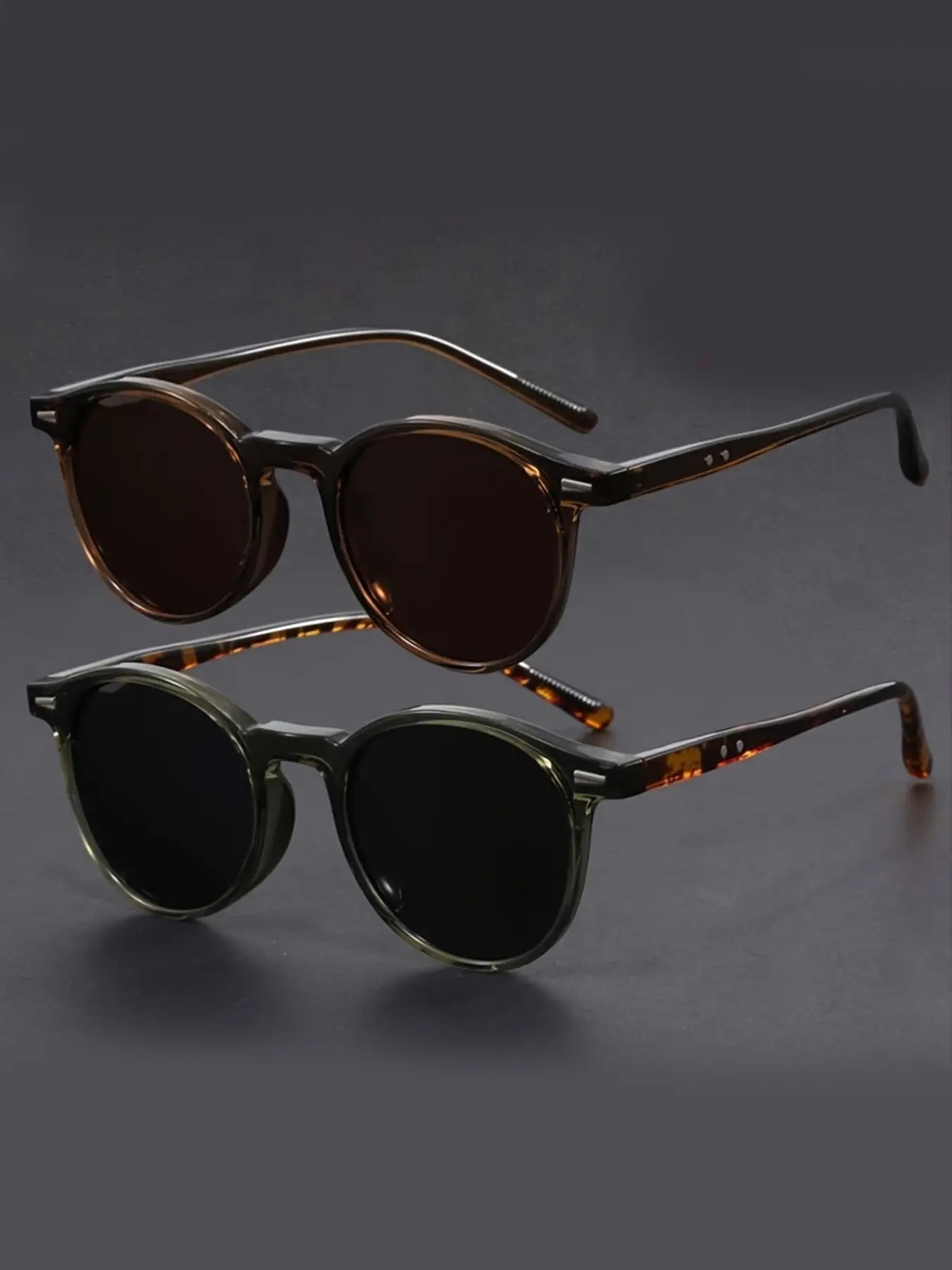 2 Pairs Unisex Large Frame Trendy Styling Sunglasses, Stylish Shades, Fashionable Comfortable Eyewear for Women, Outdoor Activities, Parties, Travel, Driving, Fishing