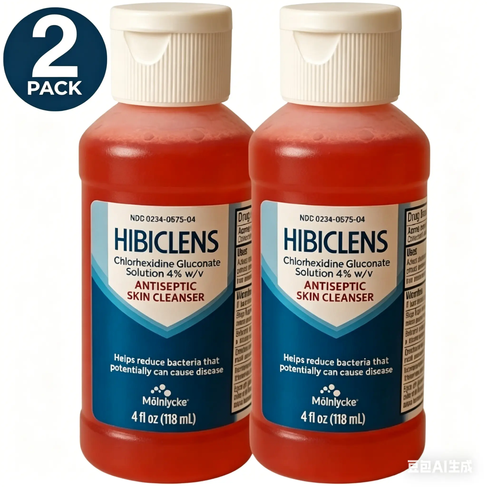 Hibiclens 4% Chlorhexidine Gluconate (CHG) Hospital-Grade Liquid Antiseptic Cleanser 2-Pack, 4 fl oz Travel Size Portable Bottles, Skin Care for Youth’s Sensitive Face, 24-Hour Long-Lasting Protection Medical Supply, Hand And Body Washing, Daily Cleansing
