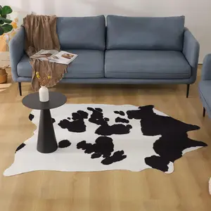 Kasentex Soft Animal Print Area Rug - Cowhide, Zebra Designs, Polyester Fiber, Non-Slip, Multi-Size All-Season Decorative Accent for Living Room, Bedroom