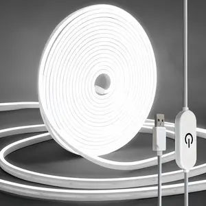 Adjustable Touch Control Neon Light Rope, Led Neon Lights, 2m/6.56ft Flexible LED Strip, 6000k Cold, DIY Creative Lighting for Indoor Decor