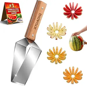 Stainless Steel Watermelon Slicer, 2026 New Triangle Watermelon Cutter, Stainless Steel with Wooden Handle for a Wide Variety Watermelon, Cantaloupe, Honeydew, Apples, and More (1Pcs) XTUADIQ