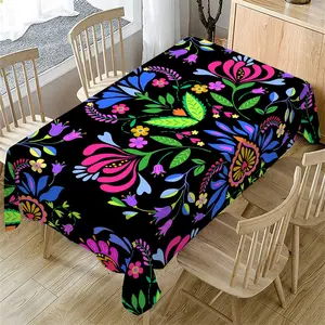 Rectangular Tablecloth, Mexican May Day Carnival Decoration, Traditional Pattern Print, Indoor Outdoor Use, Party Decor