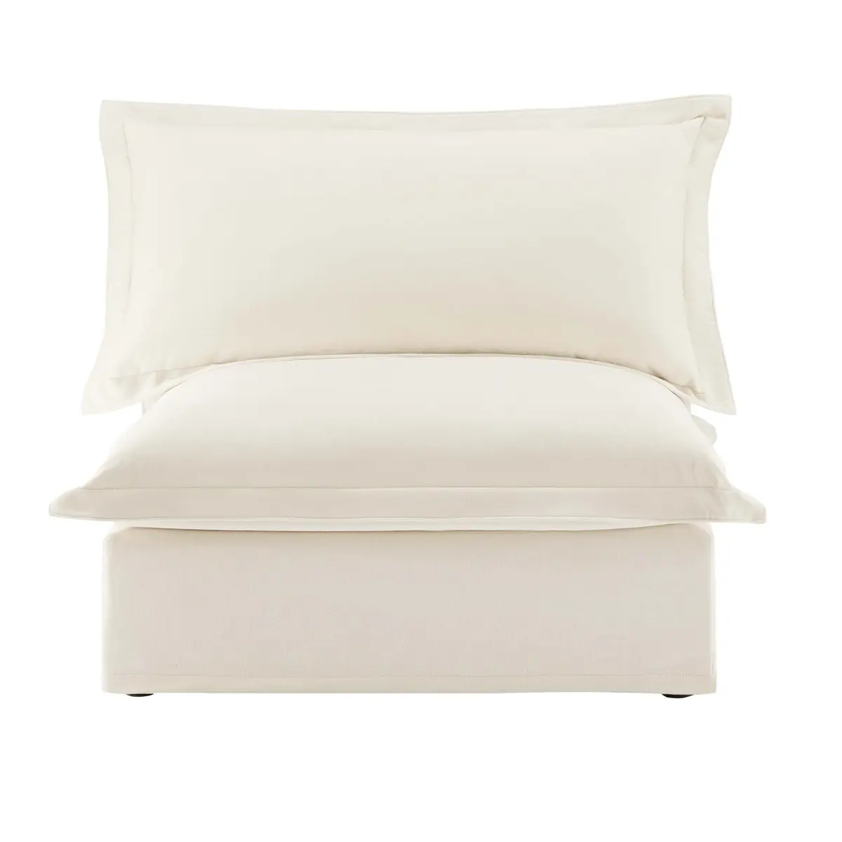 Family-Friendly Armless Koala Sofa - Cream Cotton with Cushion, Wood-Frame Contemporary Sturdy Comfy Couch, 36.61 x 33.07 x 34.64 in, 300 lbs Capacity, 44.40 lbs Weight, Children-Safe Cascading Hem, Durable Indoor Furniture, Assembly Required, 300 Pounds