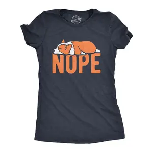 Womens Nope Corgi T shirt Funny Pet Lover Dog Mom T-Shirt Cool Graphic for Her Funny Womens T Shirts Cute Vintage Fashion Casual Ladies T-Shirt Gift Funny Dog Top Women's Novelty Tees Navy