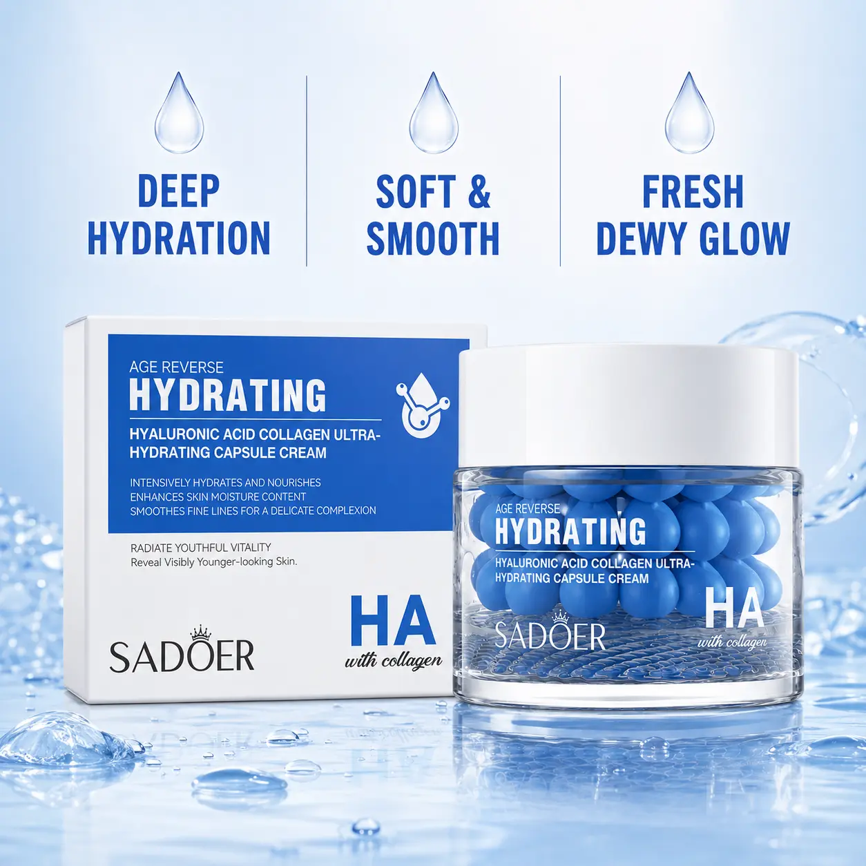 Hydrating Capsule Cream with Hyaluronic Acid & Collagen for Intensive Hydration and Youthful Vitality