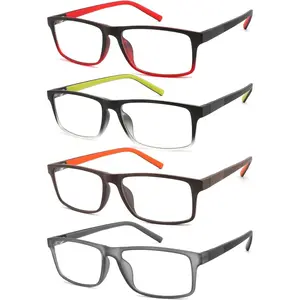 4 Pack Reading Glasses 2.5 Men Readers Blue Light Blocking Computer Eyeglasses Fashion Rubber Temple Wide Frame