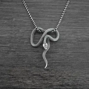 Snake pendant, snake necklace, stainless steel jewelry, serpent jewelry, serpent necklace, serpent ,unisex necklace, mens necklace