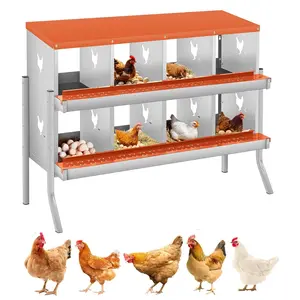 Garvee Chicken Nesting Box, 8-Compartment Chicken Nesting Box, Two-Tier Galvanized Steel Hen Egg Storage Box with Large Ventilated Holes, Assembly