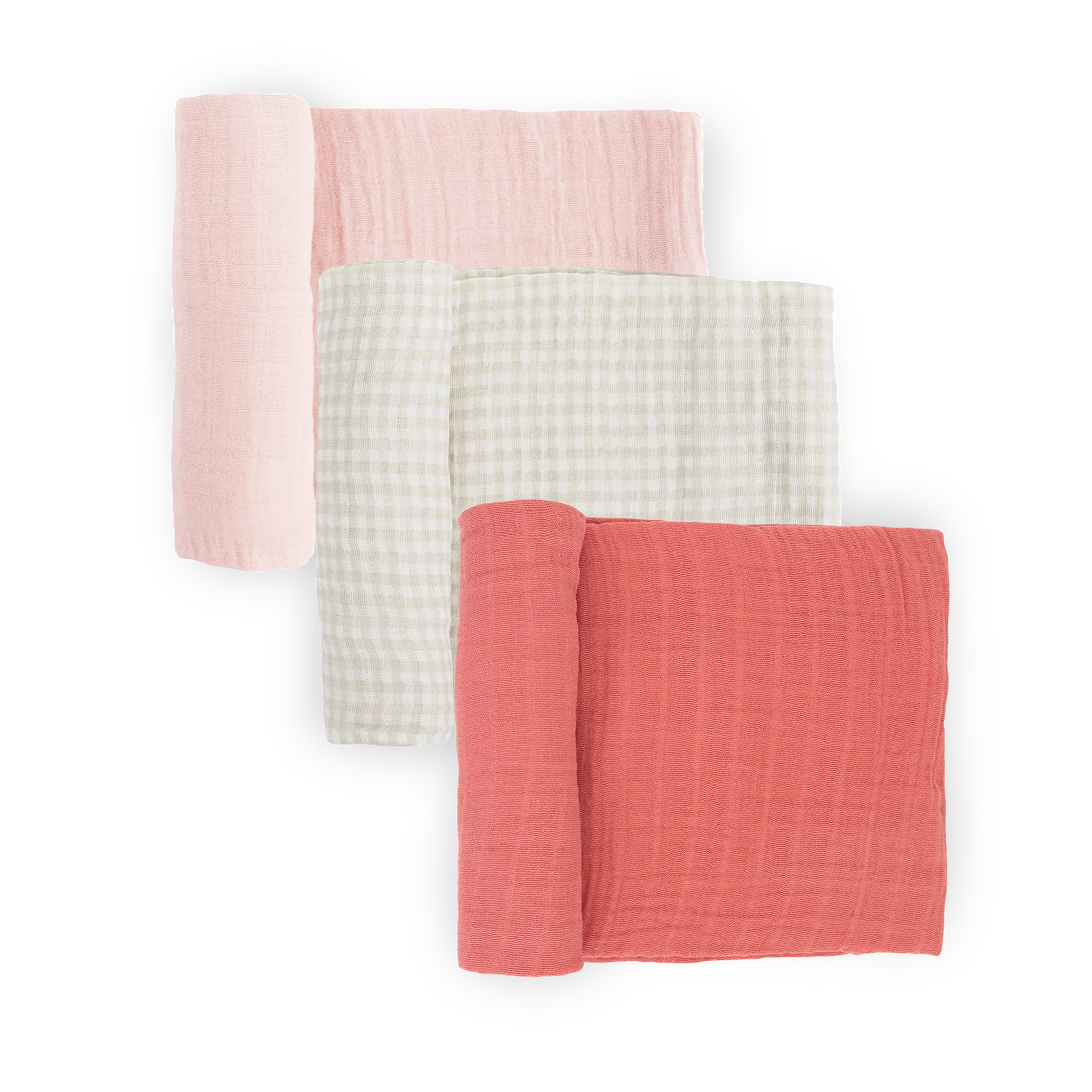 Cotton Muslin Swaddle Blanket 3 Pack - Light Pink