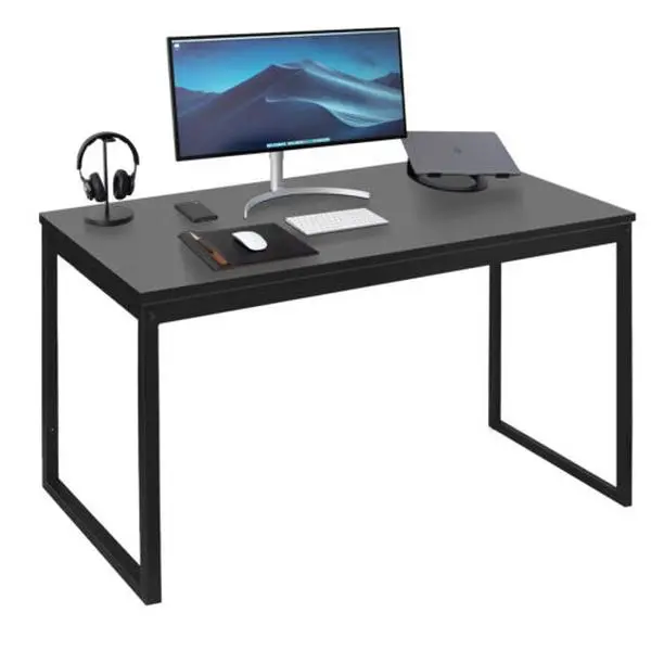 ZENSTYLE 47-in Modern Steel Frame Desk Workstation - Large Stable Home Office Furniture with Storage for Study, Writing, Black Gaming Use