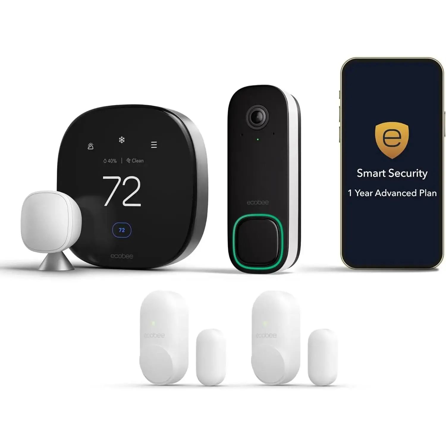Ecobee Smart Thermostat Premium with Smart Sensor and Air Quality Monitor - Programmable Wifi Thermostat - Works