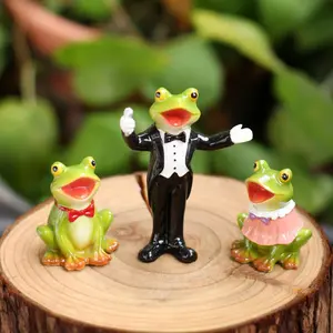 New Resin Craft Set 3-Piece Frog Choir Outdoor Garden Planter Lawn Potted Plant Decor, Unique Artistic Design for Home Decoration