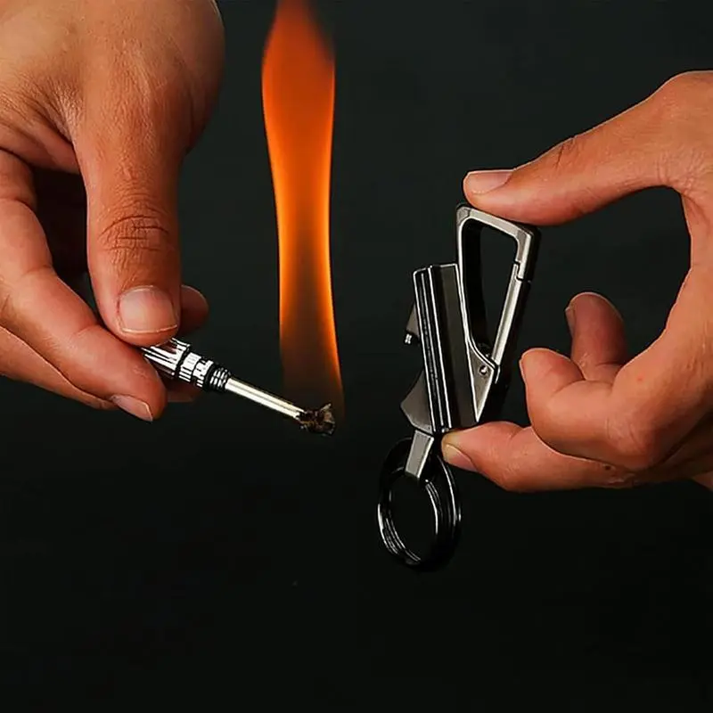 All-in-One EDC Lighter – Permanent Match Infinity Lighter, Reusable Waterproof Flint Fire Starter with Keychain and Bottle Opener, Windproof Metal Kerosene Lighter for Outdoor Camping Hiking Survival