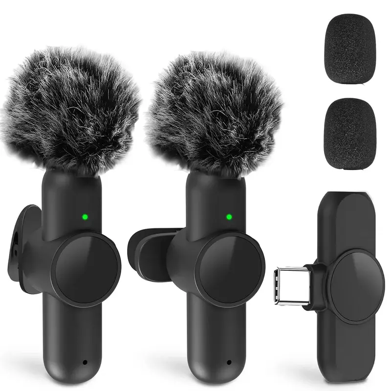 Portable Wireless Lavalier Microphone, 1 Set Professional Wireless Collar Clip Mic for iPhone & Android Phone, Plug-play Lapel Mic for Video Recording, Teaching, Interviews, Podcast, Tiktok & Vlog, Gift