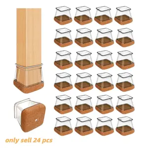 Chair Leg Floor Protectors,Chair Leg Caps,24 Pcs Chair Leg Floor Protectors for Hardwood Floors Square Silicone Covers to Protect Wood Tile Floors Felt Pads Furniture Leg Caps Anti-Scratch Reduce Noise ,Furniture Pads for Hardwood Floors.