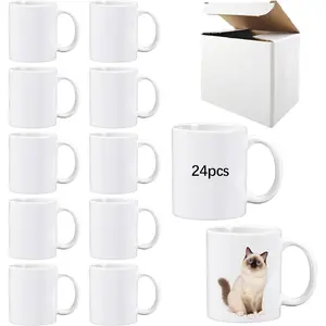 24 PACK 11 oz sublimation mugs with boxes round handle tazas para 11oz ounce coffee cups for sublimation mug blanks bulk products