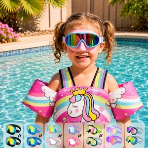 [Summervibes] Vvinca Kids Swim Gear Bundle - 3-in-1 Toddler Swim Vest (13-66lbs), Fabric Strap Goggles & Nose Cover Mask - UV Protection Water Safety Essentials for 3-14, Kids, Youth,for Lake,Beach,  Summer Party