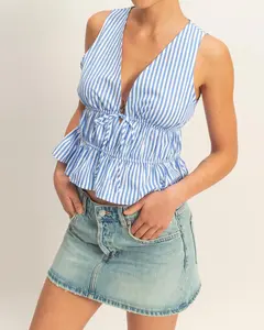 Lily Peplum Top (Blue)