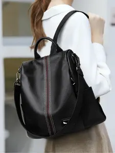 Women's Solid Color Backpack, Fashionable Large Capacity Soft Leather Backpack, Casual Versatile Backpack for Work Commuting, Travel and Vacation, Stylish Daypacks