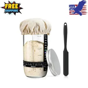 24 oz Sourdough Starter Jar Glass, Sourdough Starter Kit with Date Marked Feeding Band