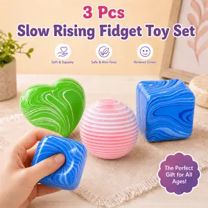 3 Pack Super Soft Slow Rising Squishies - Soothing Stress Balls, Satisfying Squeeze Sensory Toys for Anxiety Relief, Cute Desk Gift