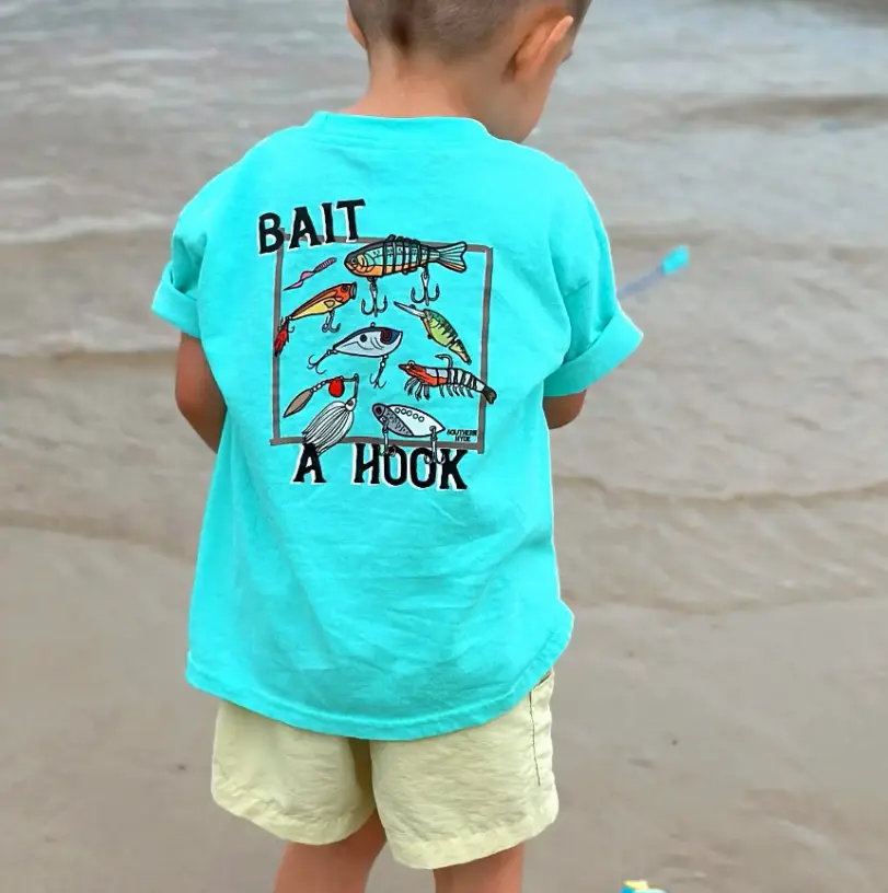 Youth & Adult Bait a hook Camo Hunting Youth Shirt Camo Boy Shirt Camo Girl Shirt
