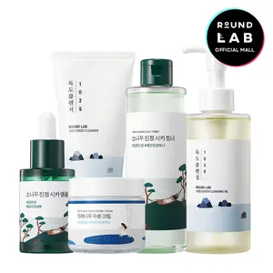 Korean Sensitive Skin Rescue Set (Dokdo Cleansing Oil 200ml, Dokdo Cleanser 150ml, Pine Calming Cica Toner 250ml, Pine Calming Cica Ampoule 30ml, Birch Juice Moisturizing Face Cream 80ml) hydrating, soothing