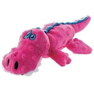 goDog Just For Me Gator w/Chew Guard Plush Dog Toy Pink