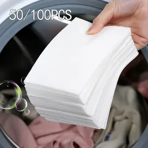 50/100pcs Color Guard Laundry Sheets, Anti-Transfer Wash Paper for Mixed Washing, Static-Free Protective Laundry Paper, Prevents Color Bleeding and Stain Reml, Absorbent Paper Sheets, Effective Cleaning, Durable Laundry Accessories